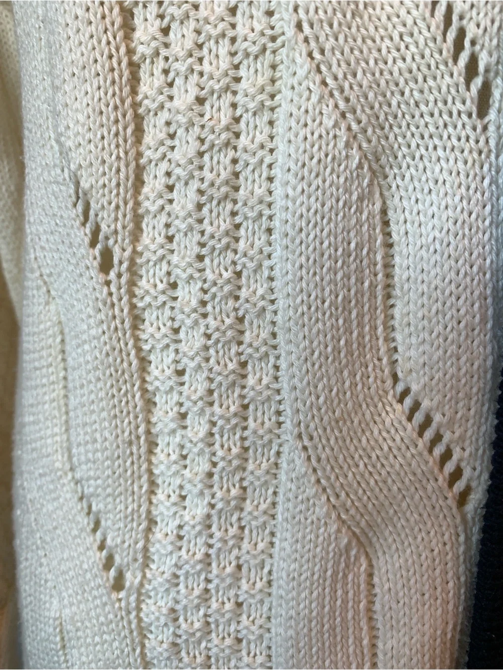 Aquascutum London Cream Cable Knit Cardigan with Navy Trim